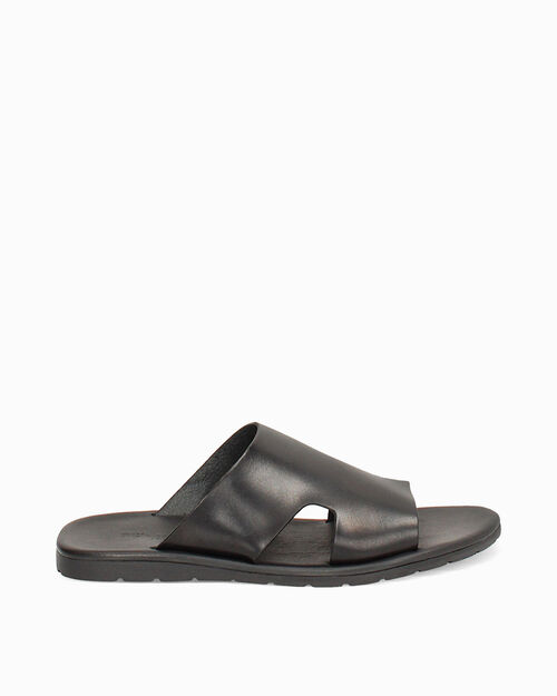 Sandali flat in pelle neri, BLACK