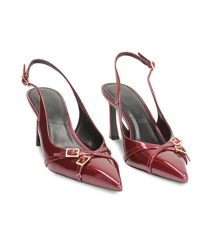 Slingback cherry in vernice perlata e suola in pelle, Valerio 1966, 2621T0603SECHER035, 002