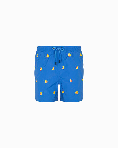 Costume blu-cobalto con paperelle gialle