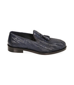 Mocassini blu navy in pelle intrecciata, Valerio 1966, 2114T5306PIBLUN041, 001 preview