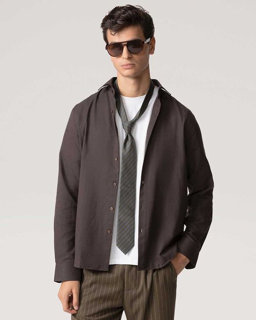 Camicia testa di moro in cotone, DK BROWN