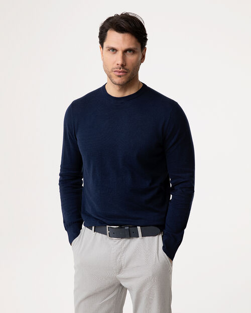 Maglia blu navy in cotone, NAVY BLUE