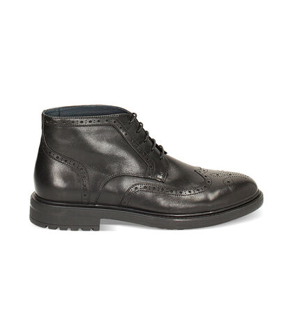Polacchino stile oxford in pelle nero, Valerio 1966, 24U6T8150PENERO039, 001