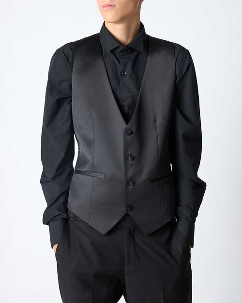 Camicia uomo nera con collo diplomatico, BLACK