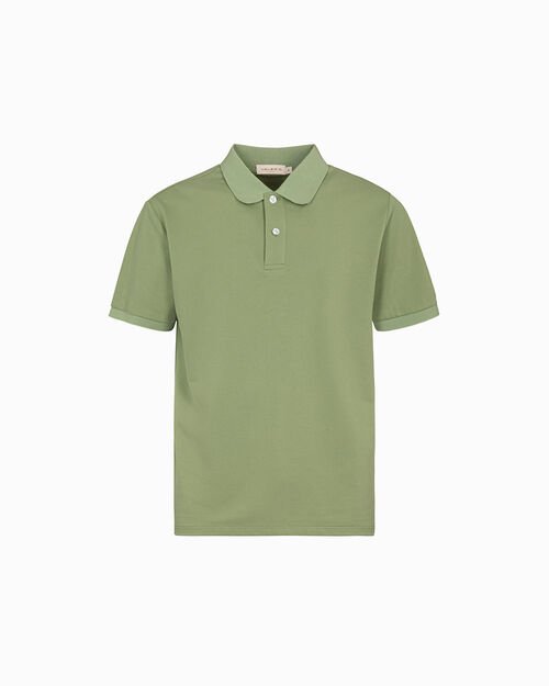 Polo verde colletto a coste, GREEN