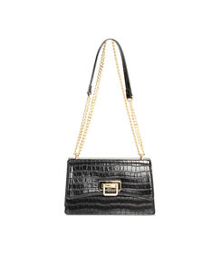 Borsa a tracolla da donna con stampa cocco nera, Valerio 1966, 2551T6393CCNEROUNI, 001 preview