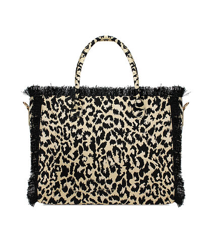 Borsa a spalla da donna in tessuto leopard, Valerio 1966, 2523T4535TSLEOPUNI, 001