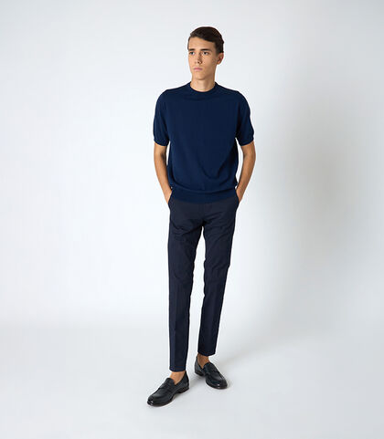 Pantalone da uomo modello chino blu, Valerio 1966, 25N8T5003COBLUE42, 001