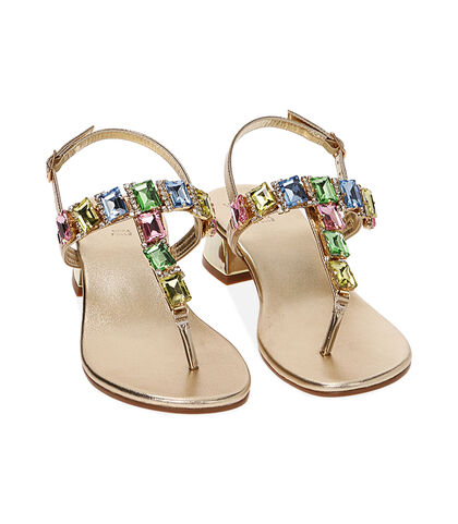 Sandali infradito oro, tacco 3,5 cm, Valerio 1966, 2149T4662LMOROG035, 002