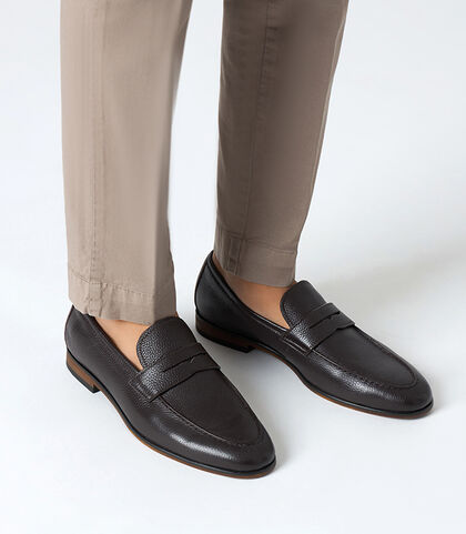 Mocassini da uomo testa di moro in pelle basic, Valerio 1966, 25U6T3203PEMORO039, 002