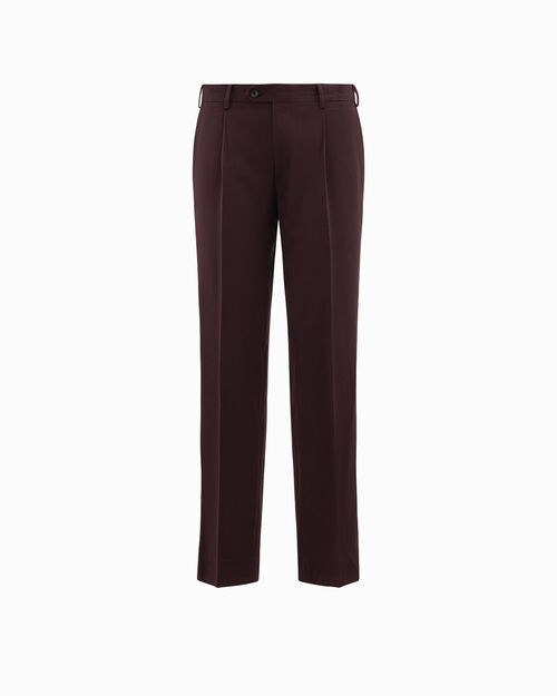 Pantaloni da completo bordeaux con pince, BURGUNDY