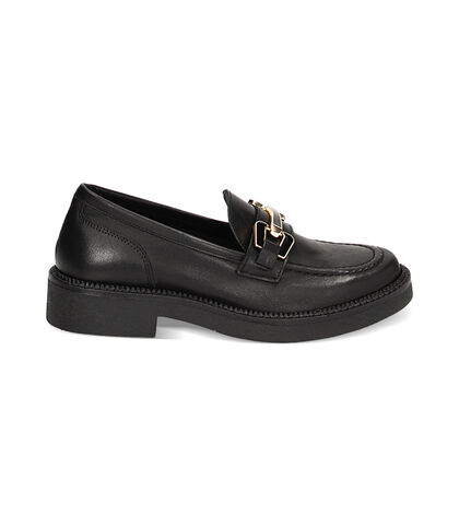 WOMEN SHOES MOCASSINS LEATHER NERO, Valerio 1966, 23L6T5103PENERO035, 001