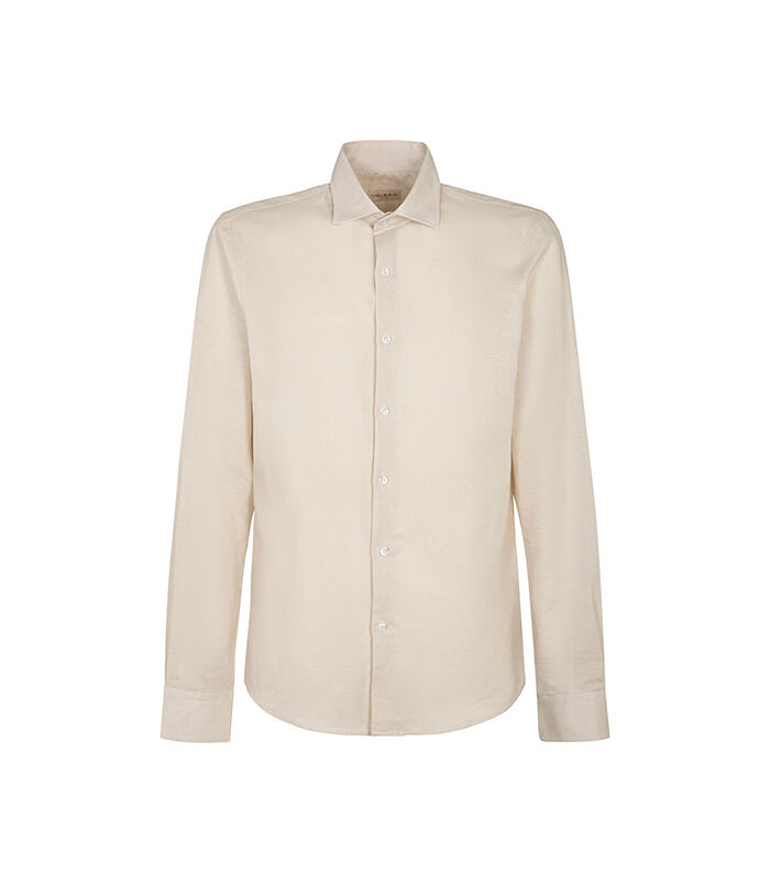 Camicia beige in lino con colletto classico, Valerio 1966, 27Z3T2302LNBEIG38