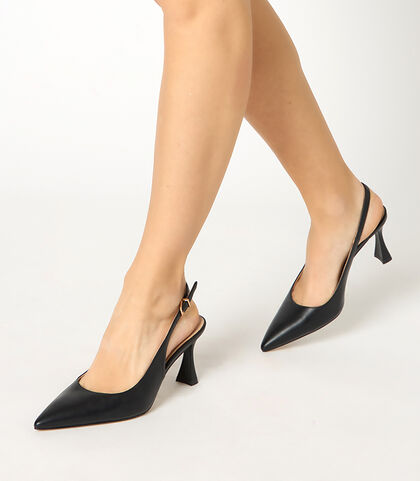 Décolleté slingback da donna nere, Valerio 1966, 2521T4111EPNERO035, 002