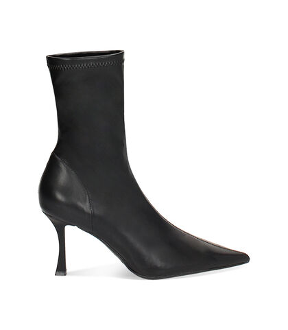 Tronchetto nero elastico, tacco 8 cm, Valerio 1966, 2421T6301EPNERO035, 001