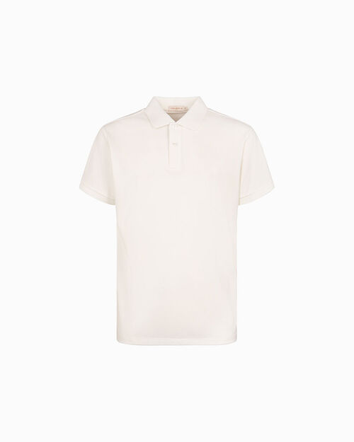 Polo bianca con colletto in piqu&eacute;, WHITE