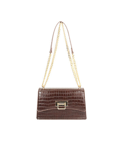 Borsa a tracolla da donna con stampa cocco marrone, Valerio 1966, 2551T6393CCMARRUNI, 001