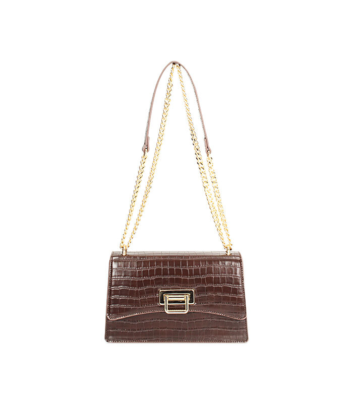 Borsa a tracolla da donna con stampa cocco marrone, Valerio 1966, 2551T6393CCMARRUNI
