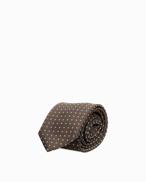 Cravatta marrone motivo floreale, BROWN