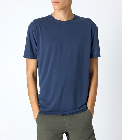 Maglietta da uomo basic, in cotone blu, Valerio 1966, 25N8T0050COBLUEI, 001