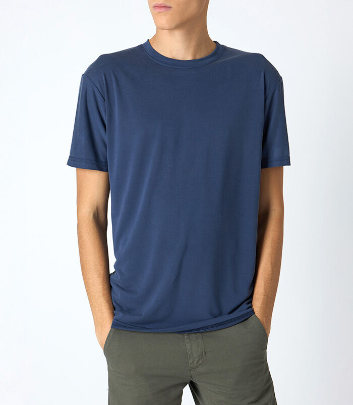 Maglietta da uomo basic, in cotone blu, Valerio 1966, 25N8T0050COBLUEL