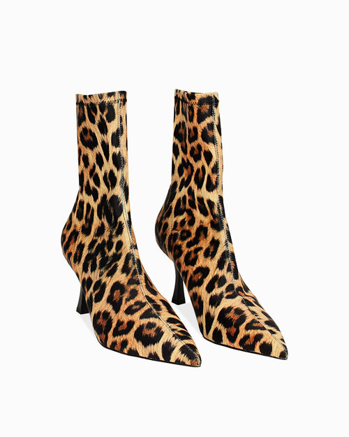 Tronchetto leopardato in lycra, tacco 8 cm, LEOPARD