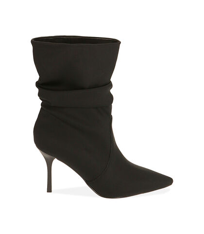 Ankle boots neri in tessuto, tacco 8,5 cm , Donna, 2021T2815LYNERO035, 001