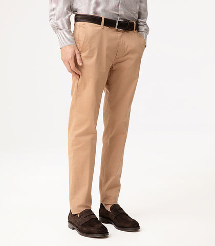 Pantaloni nocciola con chiusura a filetto, Valerio 1966, 27N9T6002TSNOCC42, 002