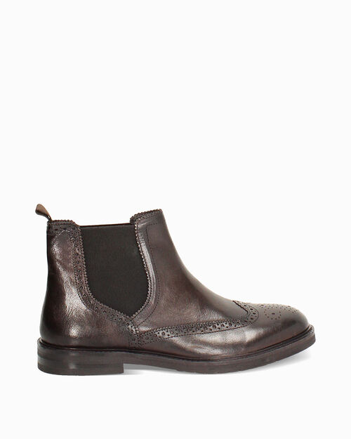 Stivaletti beatles testa di moro con traforature brogue, DK BROWN