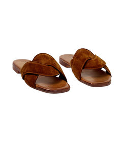 Sandalo basso da donna in camoscio marrone, Valerio 1966, 2572T3932CMMARR036, 003 preview