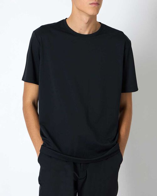 T-shirt da uomo stretch nera, BLACK
