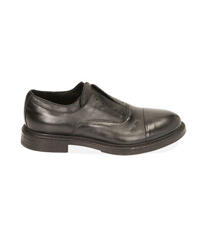 Scarpe senza lacci nere in pelle, SALDI, 2053T4171PENERO039, 001