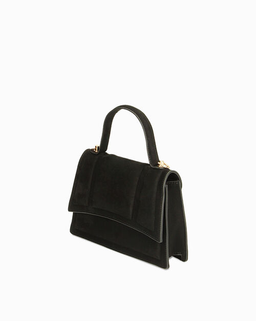 Mini-bag a mano nera in microfibra, BLACK