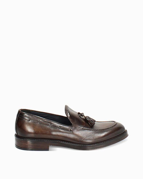 Mocassino da uomo classico con nappina in pelle, DK BROWN