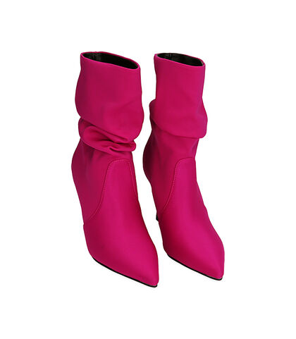 Ankle boots fucsia in tessuto, tacco 8,5 cm , Valerio 1966, 2021T2815LYFUCS035, 002