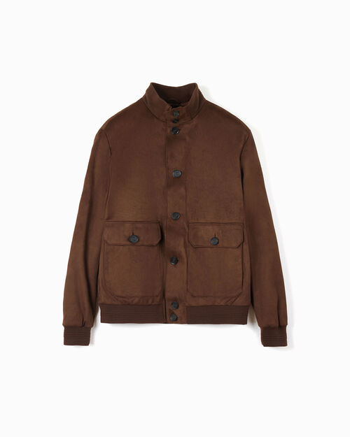 Giubbino in microfibra cognac da uomo, COGNAC