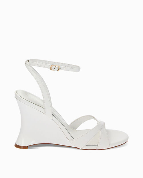 Sandali bianchi con zeppa, WHITE