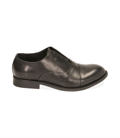 MAN SHOES OXFORD LEATHER NERO, Valerio 1966, 1914T0570PENERO039, 001