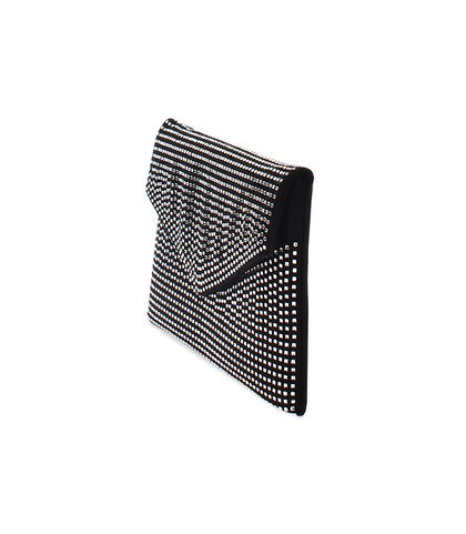Pochette nera-argento in microfibra con pietre, Valerio 1966, 2451T6013MPNEARUNI, 002