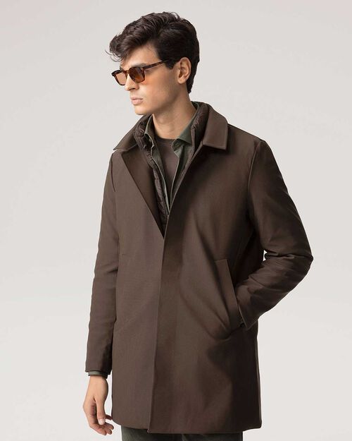 Impermeabile testa di moro con inserto interno imbottito, DK BROWN