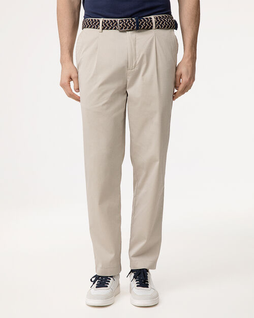 Pantaloni beige con piega frontale, BEIGE