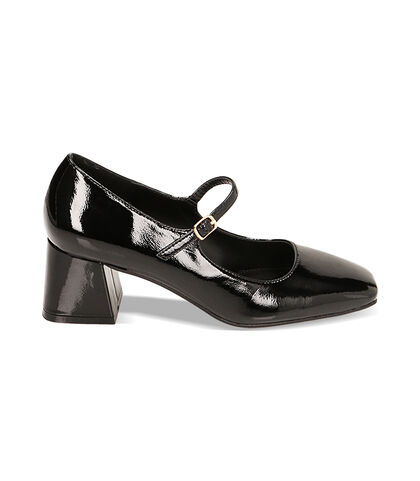 Décolleté nere cinturino in naplak, tacco 5,5 cm, 2249T8132NPNERO035, 001