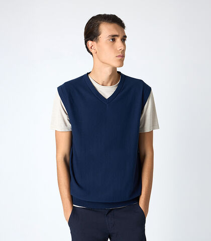 Gilet da uomo a V blu, Valerio 1966, 25U4T4206COBLUNI, 001