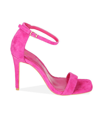 Sandali fucsia in camoscio, tacco 10 cm, 21T2T4802CMFUCS035, 001