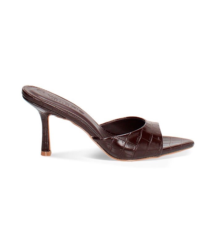 Mules da donna stampa cocco marroni, tacco 8,5 cm, Valerio 1966, 2549T3088CCMARR037