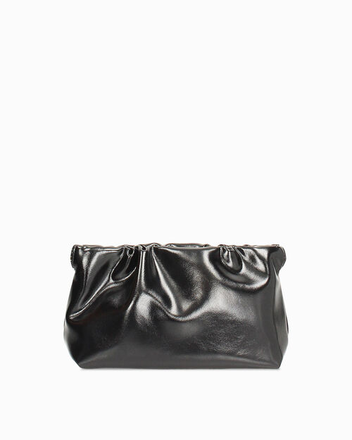 Mini bag nera in materiale lucido, BLACK