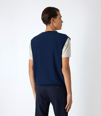 Gilet da uomo a V blu, Valerio 1966, 25U4T4206COBLUNI, 002