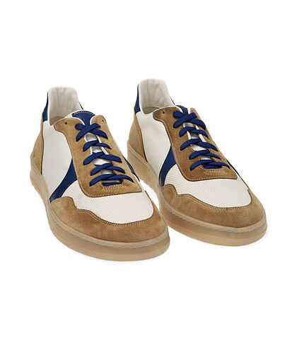 Sneakers bianco/blu in pelle, Valerio 1966, 2195T1467PEBIBL039, 002