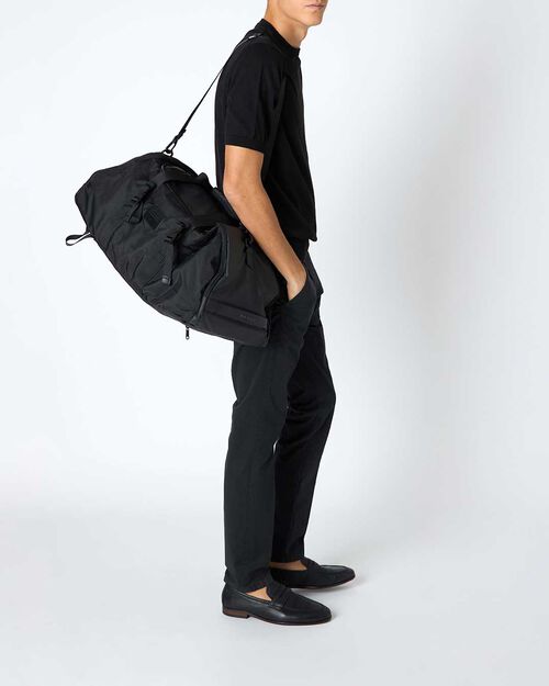 Borsone nero in tessuto, BLACK