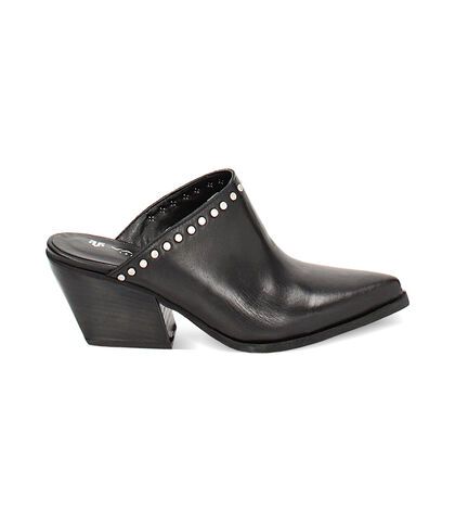 Sabot da donna in pelle nero, Valerio 1966, 23L6T5006PENERO035, 001